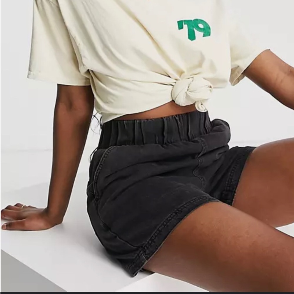 Topshop Pull On Denim Shorts In Washed Black Size 10 🖤